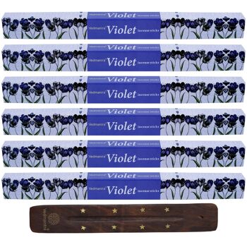 Vedmantra Lot de 6 bâtons d'encens de qualité supérieure - Violet 2