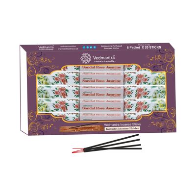 Vedmantra 6 Pack Premium Incense Stick - Sandal Rose Jasmine