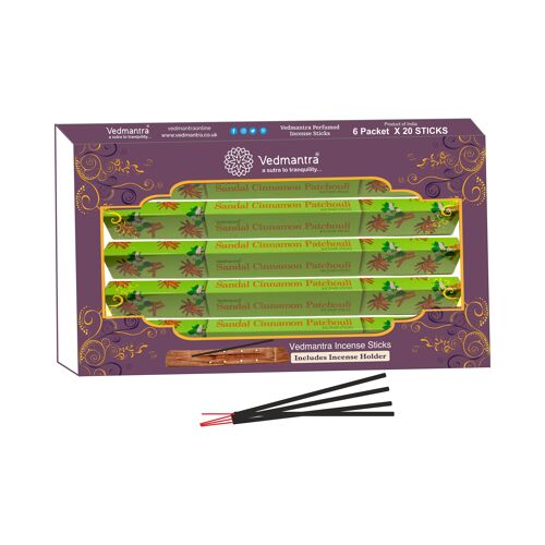 Vedmantra 6 Pack Premium Incense Stick - Sandal Cinnamon Patchouli