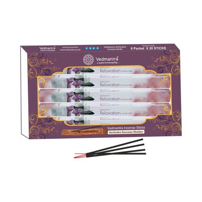 Vedmantra Lot de 6 bâtons d'encens Premium - Relaxation