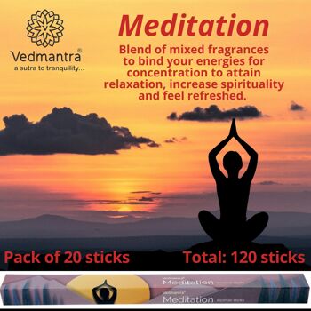 Vedmantra Lot de 6 bâtons d'encens de qualité supérieure - Méditation 3