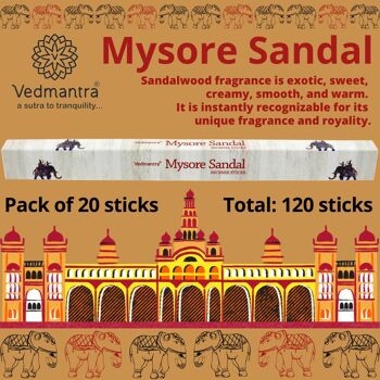 Vedmantra Lot de 6 bâtons d'encens de qualité supérieure – Sandale Mysore 3