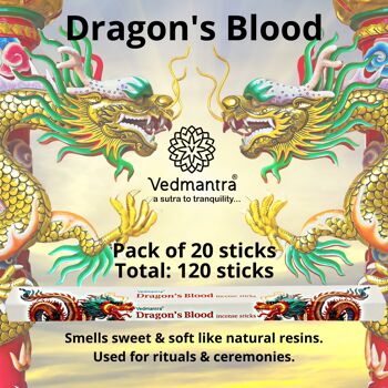 Vedmantra Lot de 6 bâtons d'encens de qualité supérieure - Sang de dragon 3