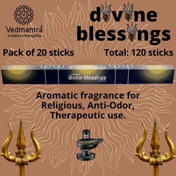 Vedmantra Lot de 6 bâtons d'encens de qualité supérieure - Bénédictions divines 3