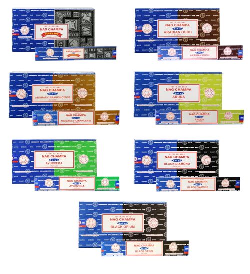 Satya Assorted Nag Champa Combo Incense Sticks - 12 pack (192 gram)