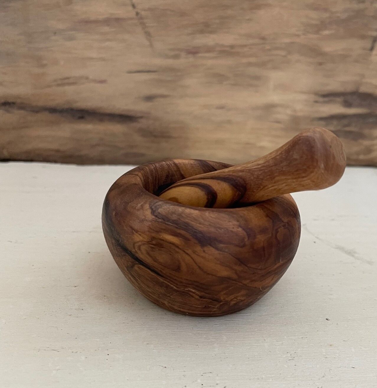 Minimörser aus Olivenholz