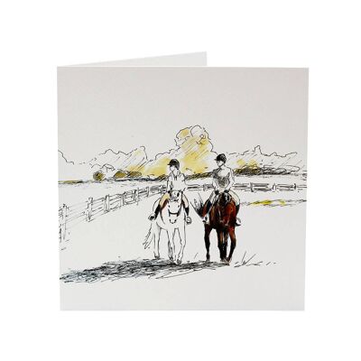 Sortie à cheval entre amis - Carte de voeux cheval