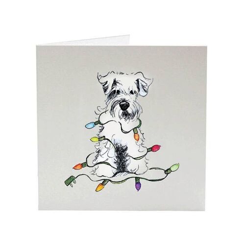 White Schnauzer Basti - Top Dog Christmas card