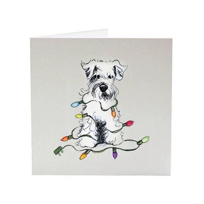 Weißer Schnauzer Basti - Platzhirsch-Weihnachtskarte