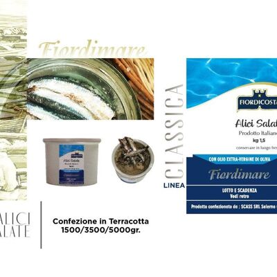 Salted anchovies in terracotta pot 1500 gr
