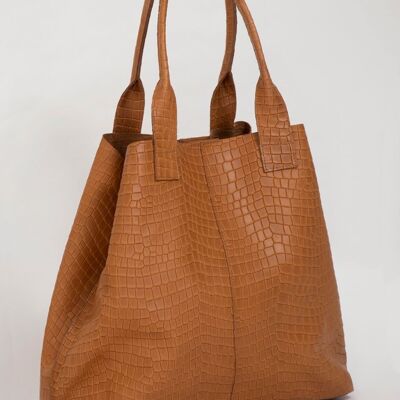 Large Camel Maxi Leather Bag