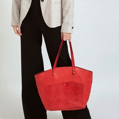 Menorca Red Leather Tote Bag