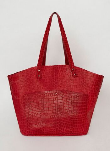 Sac fourre-tout en cuir rouge Minorque 2