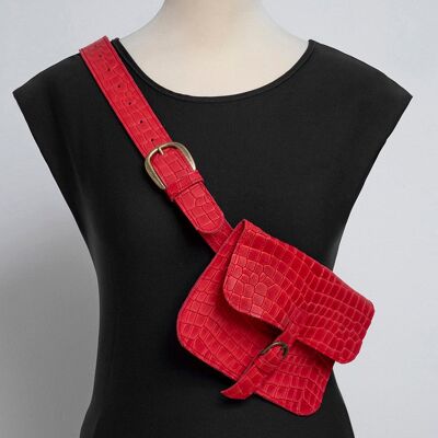 Sac banane en cuir rouge Coco