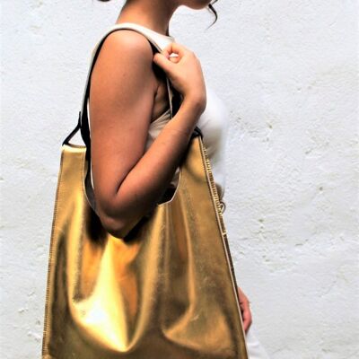 Gold Metallic T-Shirt Bag -gold