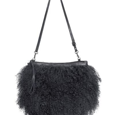 Sac en Fourrure d'Agneau du Tibet Noir - Noir