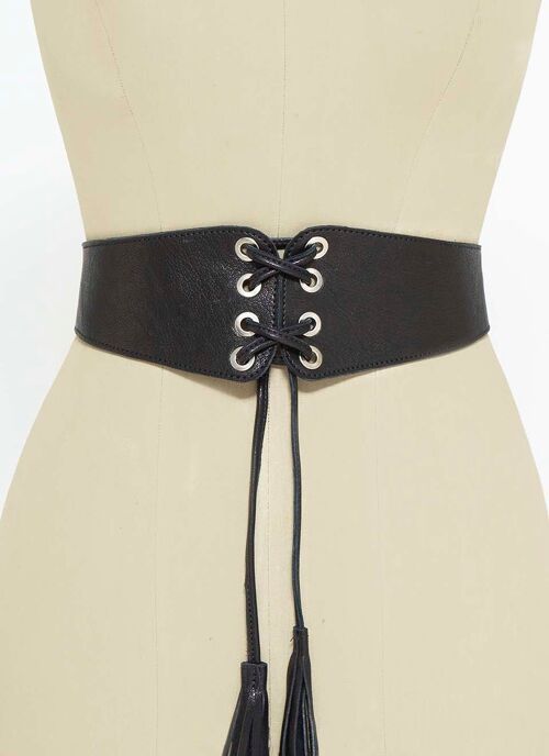 Cinturón corset piel negro Elia