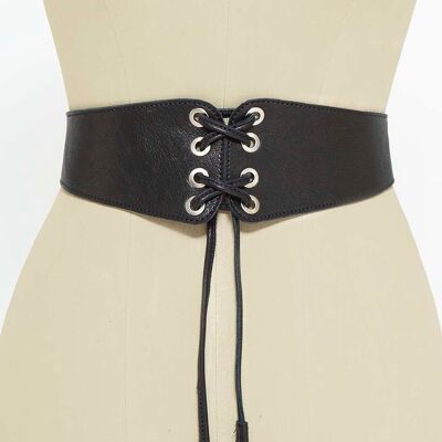 Elia black leather corset belt