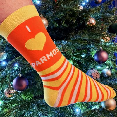 Unisex novelty socks for men and women I Love Parmos socks