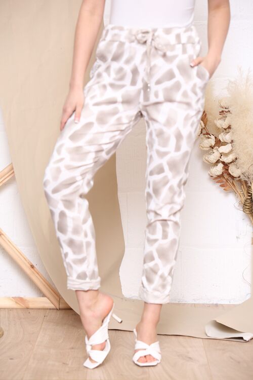 Beige  large croc print magic trousers