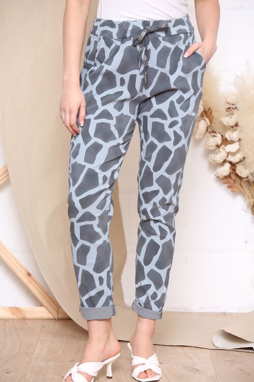 Charcoal  large croc print magic trousers