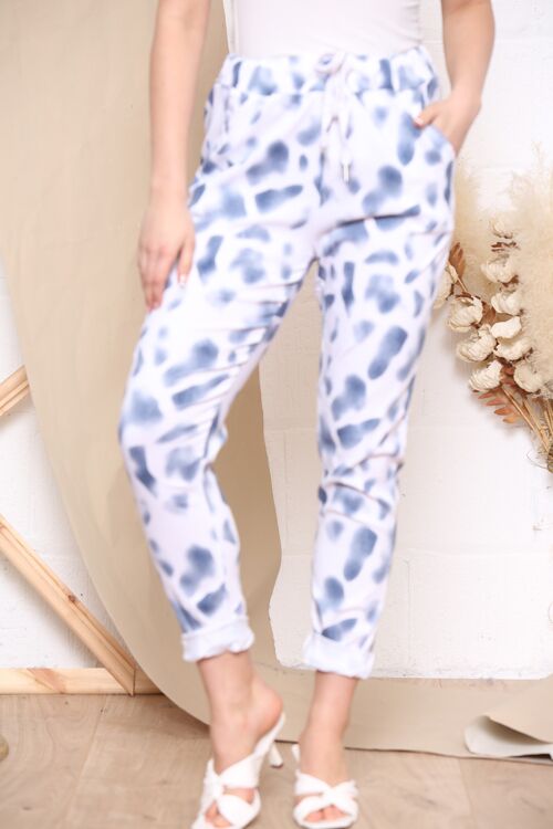 White  large croc print magic trousers