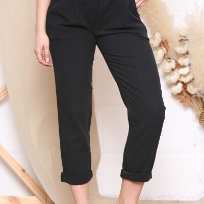 Black  linen trousers with belt