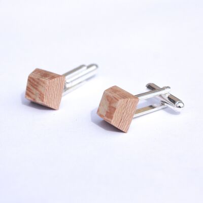 Cufflink in plane tree wood