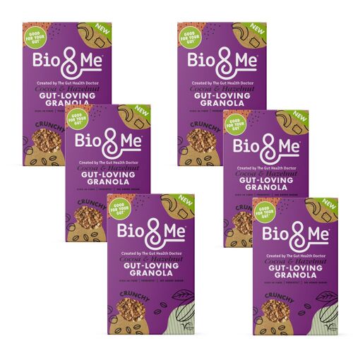 BIG VALUE 6-PACK OF COCOA & HAZELNUT GUT-LOVING PREBIOTIC* GRANOLA (6 x 360g). Just £3.67 per Pack.