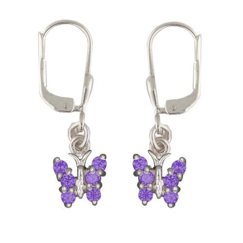 Ohrhänger Schmetterling mit Kristallen in Lilac 925 Silber