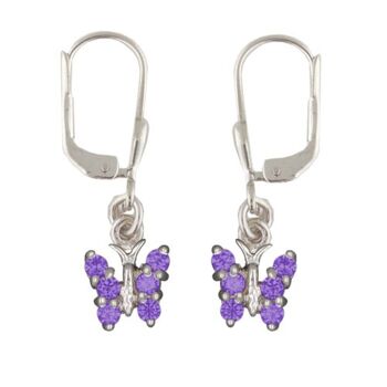 Boucles d'oreilles papillon avec cristaux en argent 925 lilas