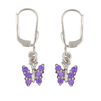Ohrhänger Schmetterling mit Kristallen in Lilac 925 Silber