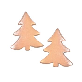 Clous d'oreilles sapin plaqué or rose mat argent 925