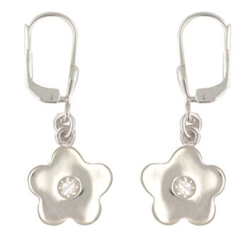 Boucles d'oreilles fleur avec cristal blanc argent 925