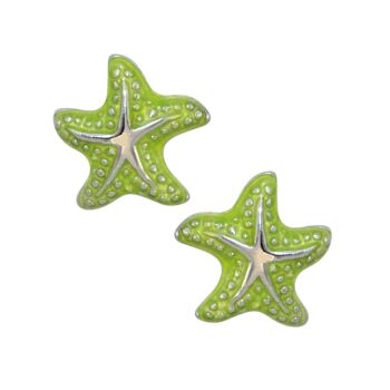 Boucles d'oreilles étoile de mer verte argent 925