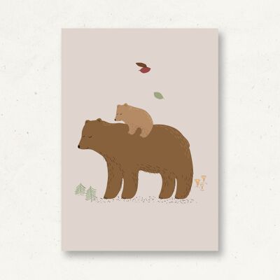 Cartolina animali della foresta orso