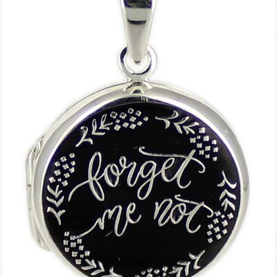 Anhänger Medaillon "forget me not" rund black 925 Silber