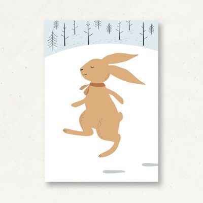 Postcard forest animals hare