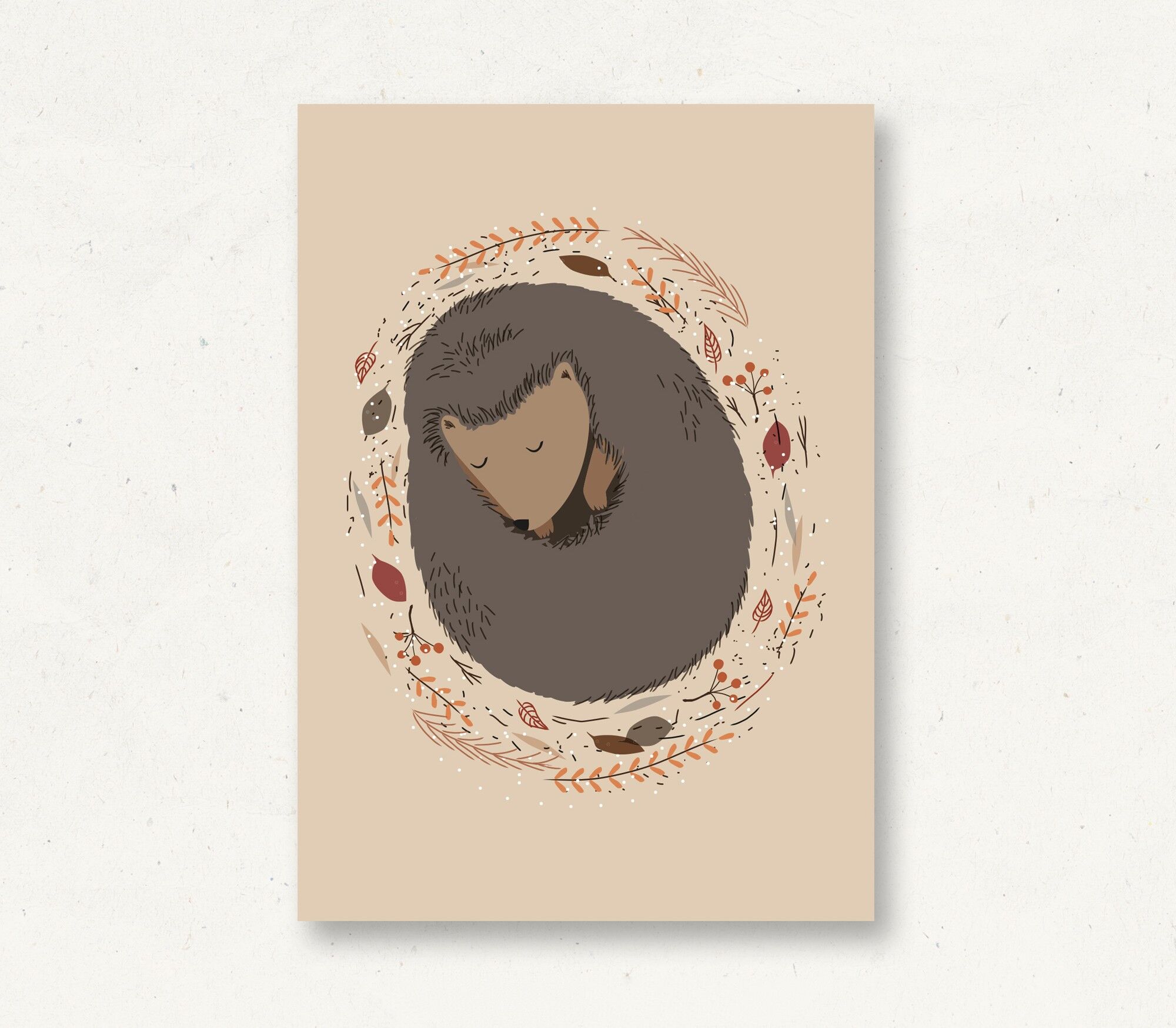 Cartolina animali della foresta riccio