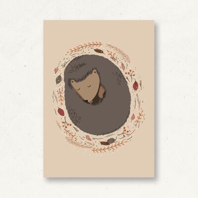Carte postale animaux de la forêt hérisson