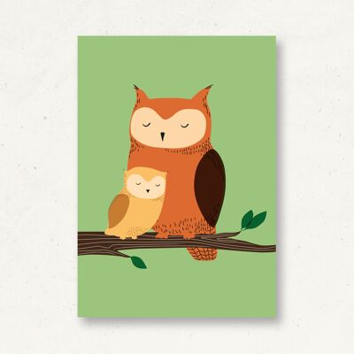 Postcard forest animals eagle owl