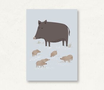 Carte postale animaux de la forêt sanglier