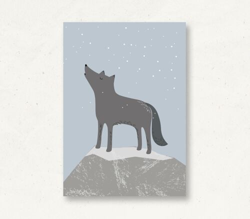 Postkarte Waldtiere Wolf