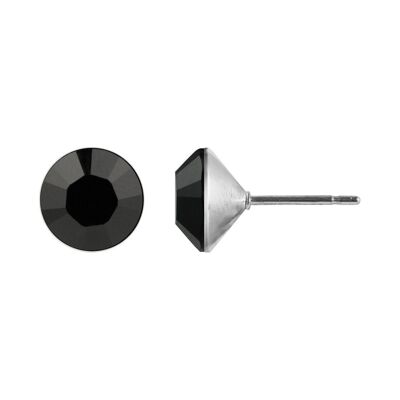 Ohrstecker Kristall 3 mm in Jet 925 Silber