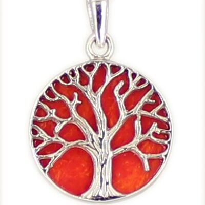 Kette 'Tree of life' Lebensbaum RED CORAL 925 Silber rhodiniert