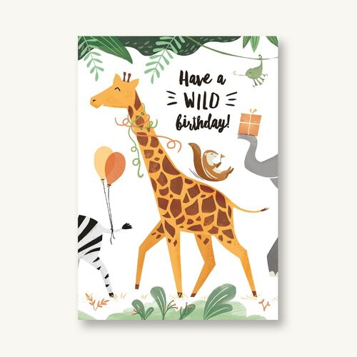 Postkarte Happy Birthday - Giraffe