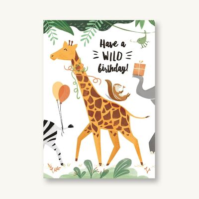 Postcard Happy Birthday - Giraffe