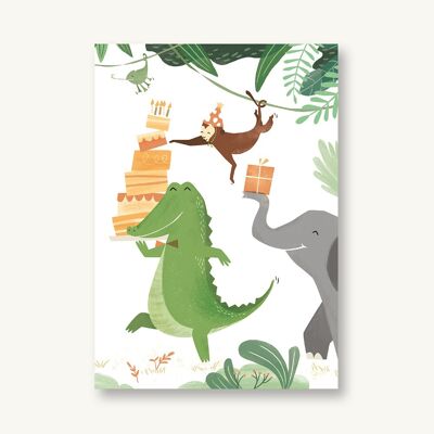 Postcard Happy Birthday - Crocodile