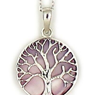 Kette 'Tree of life' Lebensbaum VIOLET Mother of Pearl 925 Silber rhodiniert