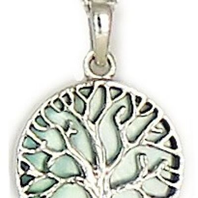 Kette 'Tree of life'  Lebensbaum GREEN Mother of Pearl 925 Silber rhodiniert 45 cm